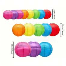 16 Hanging Paper Lantern Decorations/Sets, Rainbow-Colored Chinese Paper Lantern Ceiling Party Strips, Suitable For Carnival, Mexican Parties, Baptism, Birthdays, Wedding Anniversaries, Store Decorations, Holiday Party Backdrops, Room Decorations, Bedroom Decorations, Home Decorations, And Wall Decorations. - Multicolor - View 4