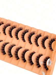 HBZGTLAD 10 Pairs Soft, Fluffy And Natural Long 3D Faux Mink Eyelashes Set For Makeup - Cat Eye Lashes - View 4