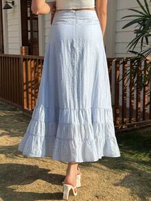 Livesso Beach Party Vacation Summer Ruffled Hem Women's Skirt - Blue - View 2
