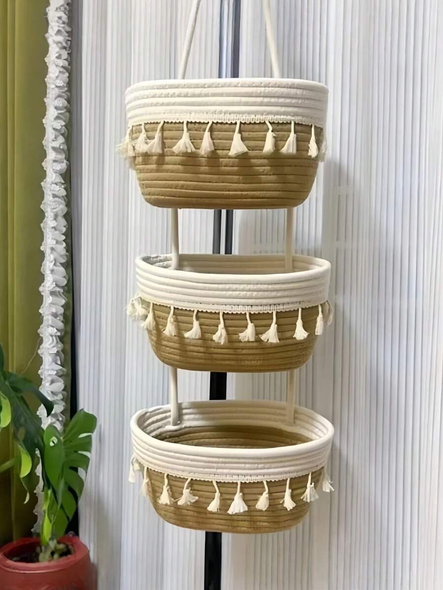 1 Giỏ đựng đồ treo tường để sắp xếp đồ lót, tất, đồ dùng phòng ngủ, cửa sau, tủ quần áo, giải pháp tiết kiệm không gian. - Màu Khaki - Xem 1