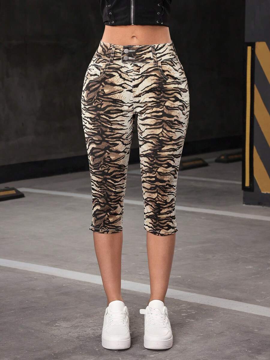 Jeanoix 女士休闲日常穿着七分牛仔裤，带口袋 - 彩色 - 查看 1