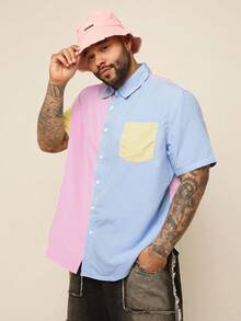 EASEVO Camisa de manga corta tejida de corte holgado y de múltiples colores a rayas, adecuada para el verano, talla grande para hombre - Multicolor - Ver 4