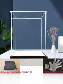 Acrylic Display Case/Showcase/Curio Cabinet/Entryway Decor Dust-Proof Display Cabinet (High-Definition Thick Acrylic Module + Mirror Base), Suitable For Statue/Gift/Model/Product/Building Blocks/Bag/Doll Display, Multiple Sizes Available, Easy Assembly (Needs Rubber Bands For Reinforcement After Assembly), Please Measure The Size Of The Items To Be Stored Before Ordering - Black Background + Mirror Finish - View 9