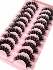10 Pairs 5D Luxury Synthetic Mink Lashes, Long Lasting Natural Drama, Volumized, Fluffy, Sweet 3D False Eyelashes, Create Charming Appearance - Reusable And Easy To Apply Strip Lashes,Lashes,Eyelashes,Fake Lashes - Fluffy Lashes - View 4