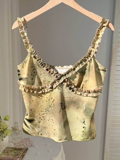 Comfortcana Women's Casual Frill Trim Versatile Daily Wear Top, Beach Vacation Outfits For Women