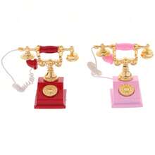 Dollhouse Miniature Phone Model Retro Rotary Telephone For Doll Decor - Multicolor - View 4
