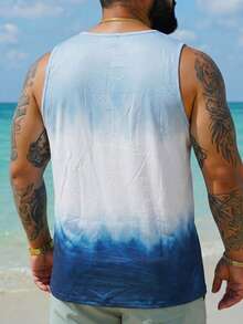 ResortEase Camiseta sin mangas de moda talla grande para hombres, adecuada para camisetas musculares de verano para hombres, tops de playa para hombres, tops de tirantes para hombres, camisetas musculosas para hombres, tops de tirantes para hombres, para vacaciones. Es excelente para parejas y hace una excelente idea de regalo para novios o esposos. - Azul - Ver 3