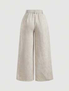Wide-Legged Pants With One-Colored Front Buttons, Suitable For Daily Wear - Apricot - View 8