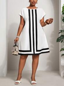 Veslaya Đầm mini dáng suông tay ngắn cổ tròn in sọc đen trắng tinh tế dành cho nữ mùa Xuân/Hè 2026, thích hợp cho các dịp lễ hội âm nhạc, lễ Phục Sinh, phong cách miền Tây, du mục, tiệc sinh nhật, lễ tốt nghiệp, đại học, sinh viên, thường ngày, cơ bản, kỳ nghỉ, du thuyền, bãi biển, tắm nắng, xu hướng, thời trang đường phố, khách dự đám cưới, đi làm, ăn trưa muộn, sân bay, tiệc tùng, ngày lễ, dạ hội thanh lịch, vũ hội, thoải mái, sang trọng. Đầm mini dáng suông tay ngắn cổ tròn in sọc đen trắng, thích hợp cho du thuyền, trang phục công sở, đầm nữ, đầm trắng đen, đầm công sở cho nữ. - Nhiều màu - Xem 2
