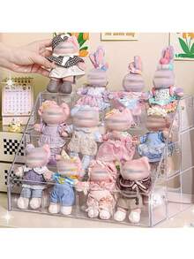 1个透明亚克力人偶展示架，楼梯造型毛绒娃娃收纳盒，亚克力整理架，钥匙扣展示盒，网格宽度2.75英寸（请存放小于2.75英寸的人偶） - 無色 - 查看 3