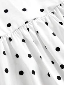 Girlism Teen Girls Off Shoulder Polka Dot Ruffle Hem T-Shirt - White - View 4