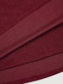 Sweetra Plus Size Two Pieces Set,Corduroy Dual-Color Wine Red & Black,Autumn Elegant Office Waist-Cinching Fitted Mini Skirts, Wrap Skort Curve Skirts - Multicolor - View 15