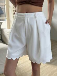 Livesso Quần tây nữ ống loe, quần short dáng suông rộng rãi, thanh lịch, thích hợp cho mùa xuân và mùa hè. - trắng - Xem 6