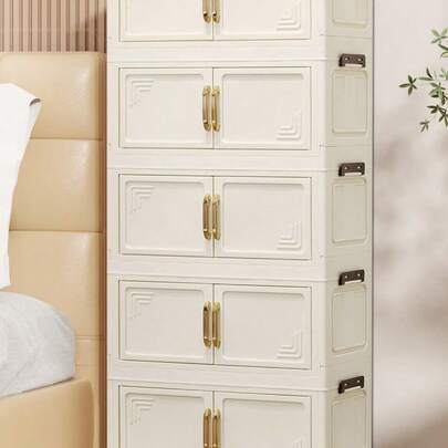 1 Tủ đựng đồ gấp gọn, rộng 50 cm/19.69 inch, tủ quần áo, hộp đựng đồ dùng gia đình, tủ quần áo di động, hộp gấp hai cửa, có từ 1 đến 6 tầng. Tủ dày, hai cửa có bánh xe. Sử dụng trong nhà, không cần lắp đặt. Tủ sắp xếp quần áo, đồ chơi và tủ đựng đồ gấp gọn bằng nhựa.