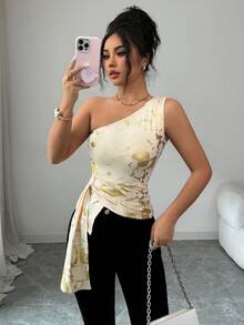 Rafferiza Women's Spring/Summer Sleeveless Tank Top, Gold Foil Fabric, Backless Halter Tank Top - Apricot - View 3