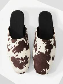 Mnmlis Women Shoes Spring And Summer New Models, Simple Square Design Home Dating Afternoon Tea Popular Mule Flat Shoes - cow - View 3