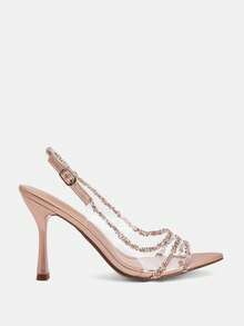 Women's Transparent PVC High Heel Sandals With Rhinestones, Peep Toe Strappy Stiletto Heeled Sandals For Party Occasions In Summer Valentines - Champagne - View 6