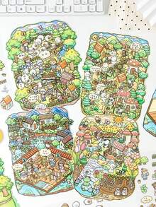 一套4张童话日记贴纸，风景贴纸，大型3D立体风格贴纸 - 套裝 - 查看 3