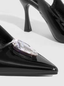 CUCCOO SZL Women's Pointed Toe High Heel Shoes With Rhinestone Buckle, New Arrival Spring/Summer - Dark coffee - View 5