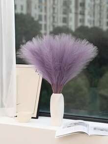 5/10/20/30 Stems Artificial Pampas Grass - Fluffy Grey Lavender Faux Bunny Tails For Wedding Bouquet, Home Decor, Fall & Seasonal Arrangements - Purple - View 6