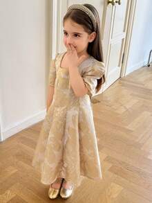 DAZY Vestido de manga corta con cuello cuadrado para niñas jóvenes - Multicolor - Ver 6