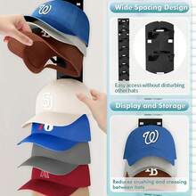 2 Pieces Baseball Cap Storage Rack, Strong Adhesive Wall-Mounted Hat Stand, Multi-Layer Hat Storage Display Stand, Wall-Mounted Hat Hooks For Hanging Multiple Hats, Suitable For Wardrobe Doors And Bedrooms, Keeps Hats Neat And Wrinkle-Free, Perfect As Gifts For Various Occasions, 1/2 Pieces - Multicolor - View 10