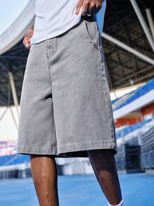 EVRINFINITE 男士休闲牛仔5英寸刺绣印花短裤，夏季时尚 - 灰色 - 查看 8