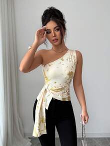 Rafferiza Women's Spring/Summer Sleeveless Tank Top, Gold Foil Fabric, Backless Halter Tank Top - Apricot - View 7