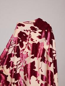 Slumberist 时尚天鹅绒镂空垂褶露背睡裙，女士性感交叉修身中长连衣裙，晚礼服 - 酒紅色 - 查看 6