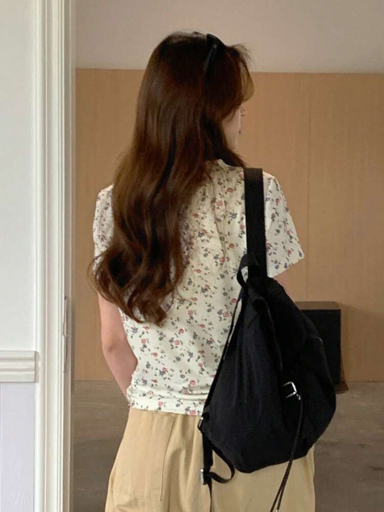 Women's Floral Print Casual Versatile Daily Wear Short Sleeve T-Shirt Summer Graphic Tees Women