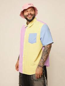 EASEVO Camisa de manga corta tejida de corte holgado y de múltiples colores a rayas, adecuada para el verano, talla grande para hombre - Multicolor - Ver 6