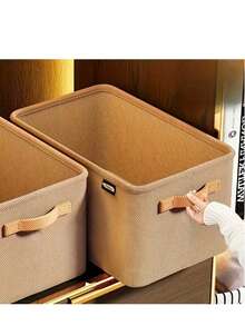1PC,Set Of Classic Fabric Storage Baskets - Foldable, Versatile Organizer For Closet, Shelf, Office & Dorm - Ideal For Clothing, Sundries & Home Organization - Multicolor - View 1