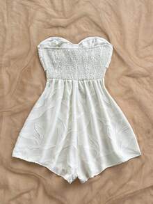Soleia Mono de verano con estampado de silueta en acuarela azul, con detalle de nudo delantero y espalda descubierta, corte holgado, adecuado para fiestas, citas, San Valentín y para usar en capas - Blanco - Ver 2