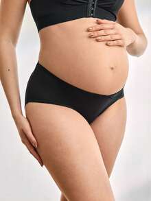 1pc Women's Basic Skin-Friendly Comfortable Maternity Casual Briefs - Black - View 5