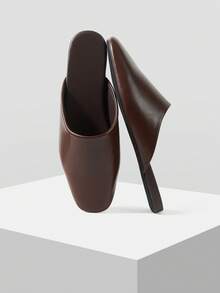 Mnmlis Casual Versatile Commute Mule Flat Slip-On Shoes - Brown - View 5