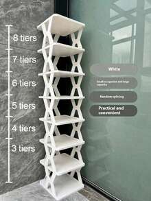 Space Saving 9-Layer Vertical Shoe Rack - Narrow Plastic Shoe Rack That Can Store 9 Pairs Of Shoes, Easy To Assemble, Ideal For Entrances, Wardrobes, Corridors, Bathrooms, And Dormitories - Sturdy , Stackable Design, Shoe Storage And Organizing Rack - Multicolor - View 9
