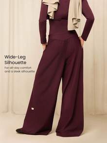 GLOWMODE X Reem Modest All-Day Ease Cooling Quick-Dry Sun Protection Adjustable Drawstring Waist Slip Pockets Wide-Leg Pants Training Running Workout Gym Daily - Purple - View 3