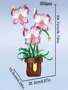 Orchid Potted Flower Building Block Model Puzzle Set, Home Decor, Stress Relief, Enjoy Peaceful Assembly Time, Holiday/Birthday Gift, Suitable For Gifting - Multicolor - View 5