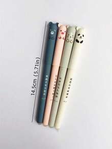 4Pcs/Set Kawaii Pig Bear Cat Mouse Erasable Gel Pen, 0.35mm Blue Black Ink, Back To School Office Stationery Supplies Gift - multicolor - View 5