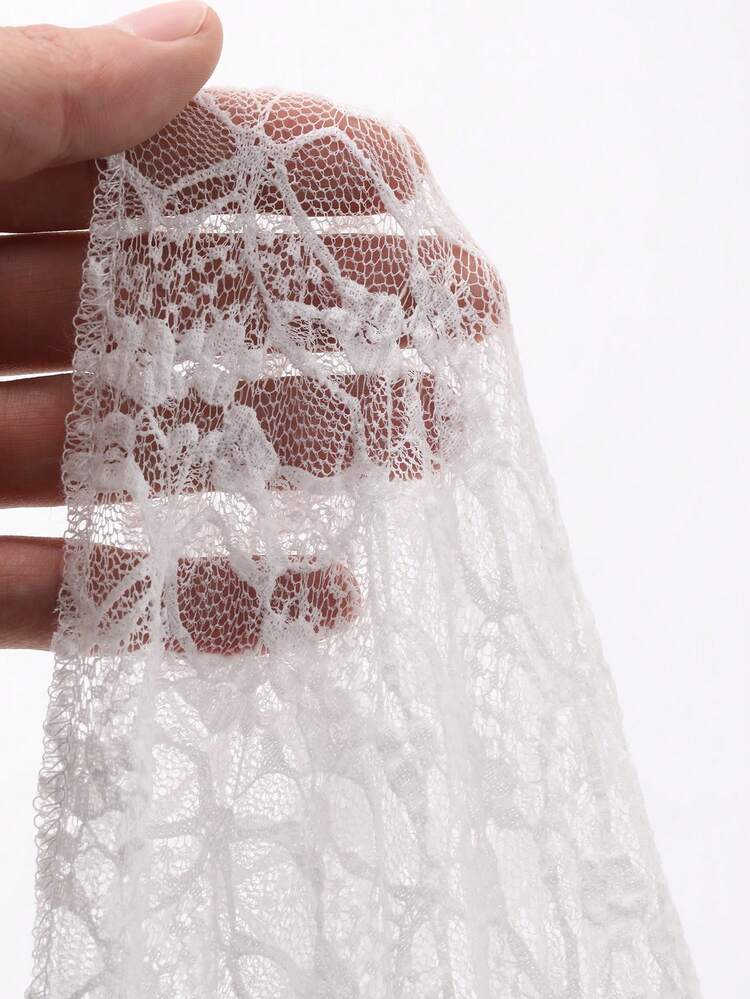 Women's Round Neck Long Sleeve Casual Elegant Lace Fabric Blouse