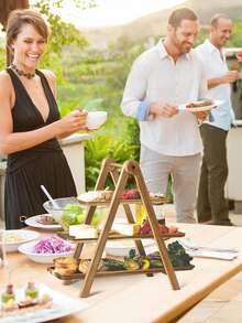 KEMORELA 1PC,Wooden 3 Tier Serving Tray Wood Cupcake Stand Rectangle Serving Platter Food Display Trays For Party, Birthday, Wedding,Kitchen, - Brown - View 6