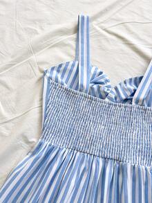 Soleia 女士度假休闲条纹扭结镂空连体衣 - 彩色 - 查看 4