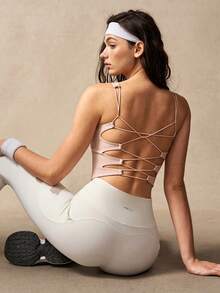 VARSIVA Brassière de sport dos nu de couleur unie pour femmes - Rose bonbon - Voir 5