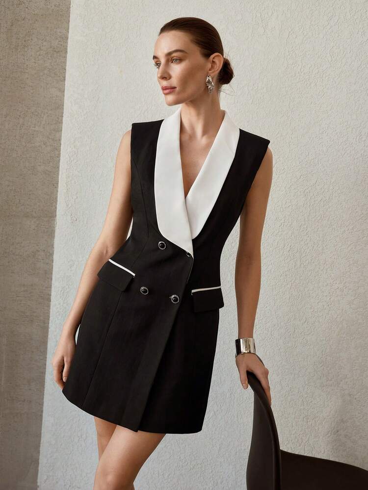 WOMEN'S COLORBLOCK SHORT DRESS WITH CONTRAST PANELS