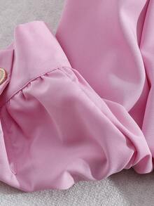 Franclia Plus Size Women Elegant Commuter Pearl Decor Blouse - Pink - View 4