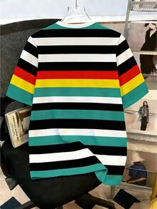 Manfinity Joysei Diseño de estampado de pato en los músculos abdominales, ropa deportiva casual de verano de moda para hombres, parte superior para hombres - Multicolor - Ver 2