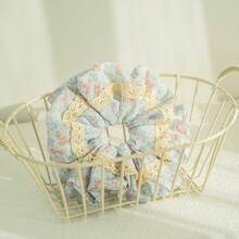 French Country Sweet Style Large Intestine Hair Band Lace Floral Bathroom Hair Accessory, Suitable For Daily Decoration And Festival Gifts - Broken flower - View 4