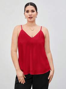 Maija 大码女式纯色休闲宽松百搭吊带背心，适合圣帕特里克节、复活节、夏季、复活节派对、海滩度假、夏季外出、毕业典礼等场合。这款吊带背心适合夏季穿着，也适合大码身材。 - 紅色 - 查看 1