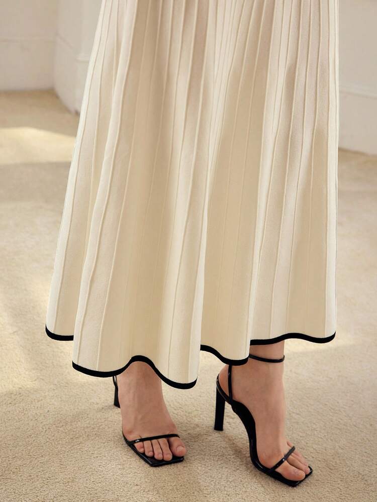 WOMEN'S ELEGANT CONTRAST COLOR MERMAID KNIT SKIRT, SUITABLE FOR SPRING/SUMMER DATES