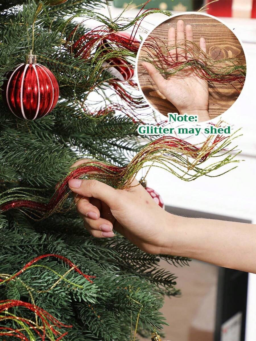1/4/8 件装闪光人造绿植枝条，闪亮圣诞树装饰花卉摆件，DIY 工艺装饰品，适用于圣诞节、婚礼、派对、节日、家居、餐桌花环、花圈中心装饰用品 - 金色 - 查看 1